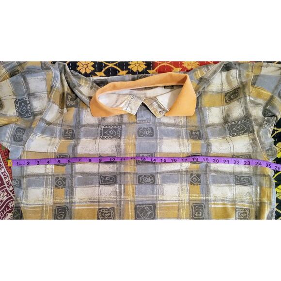 VTG 90s Timberland Mens Faded Check Pattern Heavyweight Knit Collared Polo SZ XL - Picture 7 of 8